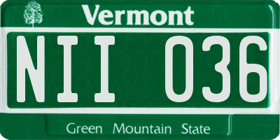 VT license plate NII036