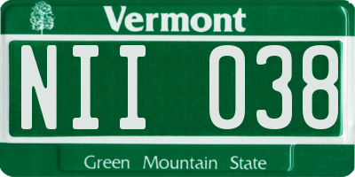 VT license plate NII038
