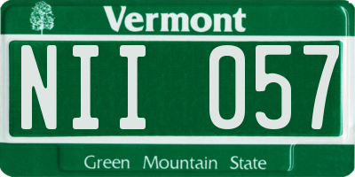 VT license plate NII057