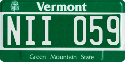 VT license plate NII059
