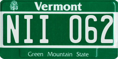 VT license plate NII062