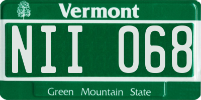 VT license plate NII068