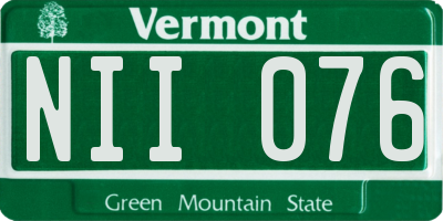 VT license plate NII076