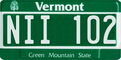 VT license plate NII102