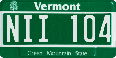 VT license plate NII104