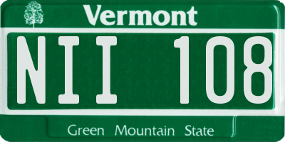 VT license plate NII108