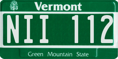 VT license plate NII112