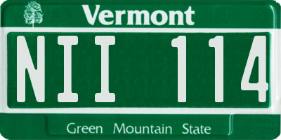 VT license plate NII114