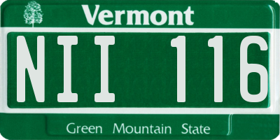 VT license plate NII116