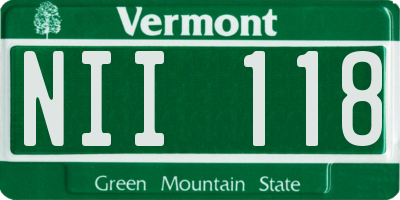 VT license plate NII118