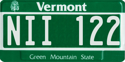 VT license plate NII122