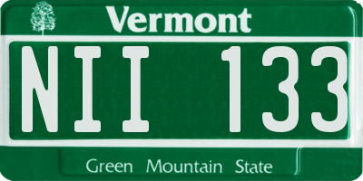 VT license plate NII133