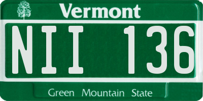VT license plate NII136