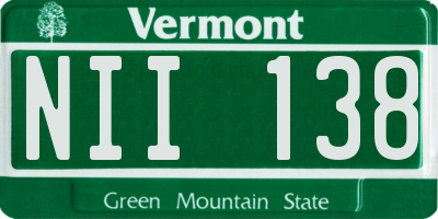 VT license plate NII138