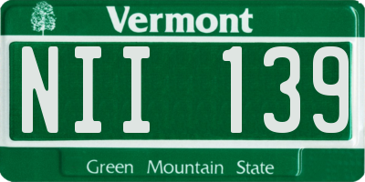 VT license plate NII139