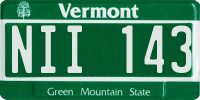 VT license plate NII143