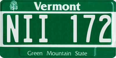 VT license plate NII172