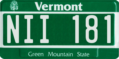 VT license plate NII181