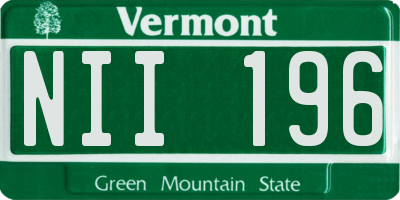 VT license plate NII196
