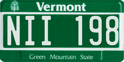 VT license plate NII198