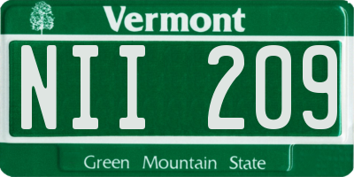 VT license plate NII209