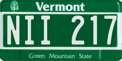VT license plate NII217