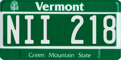 VT license plate NII218