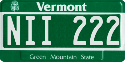 VT license plate NII222