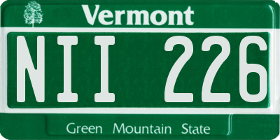 VT license plate NII226