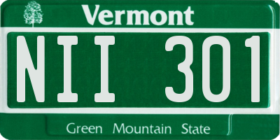 VT license plate NII301