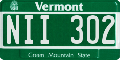 VT license plate NII302