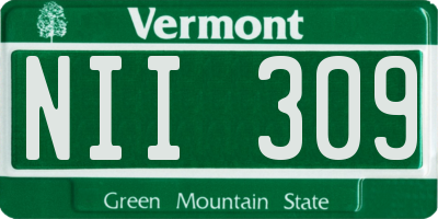 VT license plate NII309
