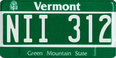 VT license plate NII312