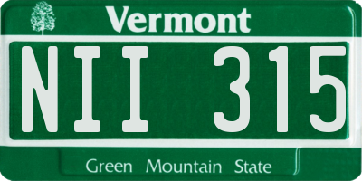 VT license plate NII315