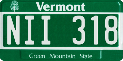 VT license plate NII318