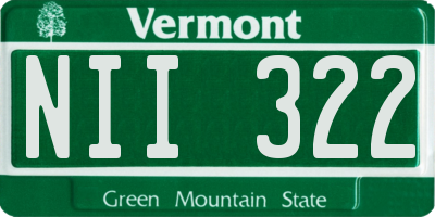 VT license plate NII322