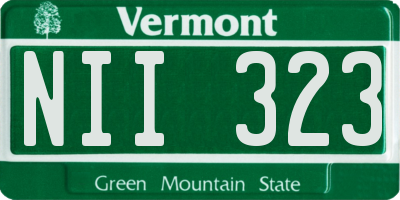VT license plate NII323