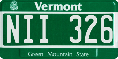 VT license plate NII326