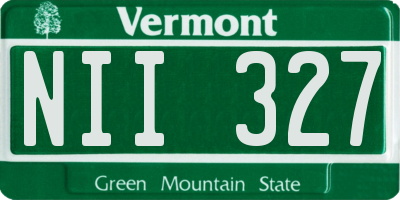VT license plate NII327