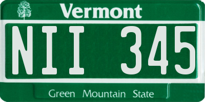 VT license plate NII345