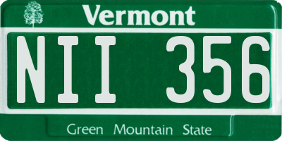 VT license plate NII356
