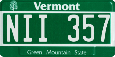 VT license plate NII357