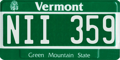 VT license plate NII359