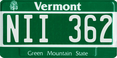 VT license plate NII362