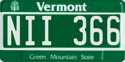 VT license plate NII366