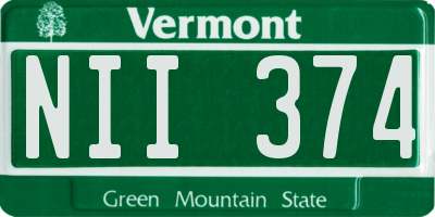 VT license plate NII374