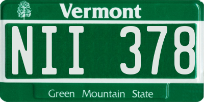 VT license plate NII378