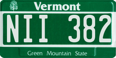 VT license plate NII382