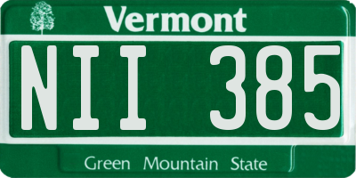 VT license plate NII385