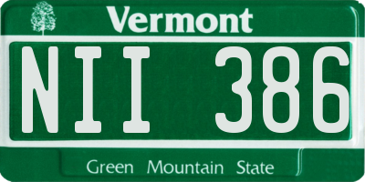 VT license plate NII386